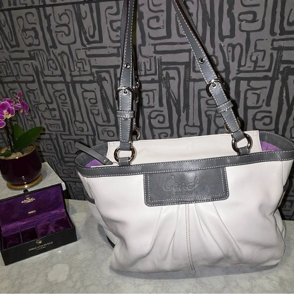 Original COACH Ivory & Gray Classic Shoulder Bag – F13759 - Picture 7 of 16